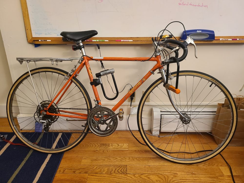 an orange bike!