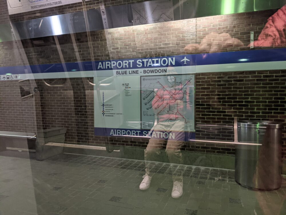 airport station from a blue line train