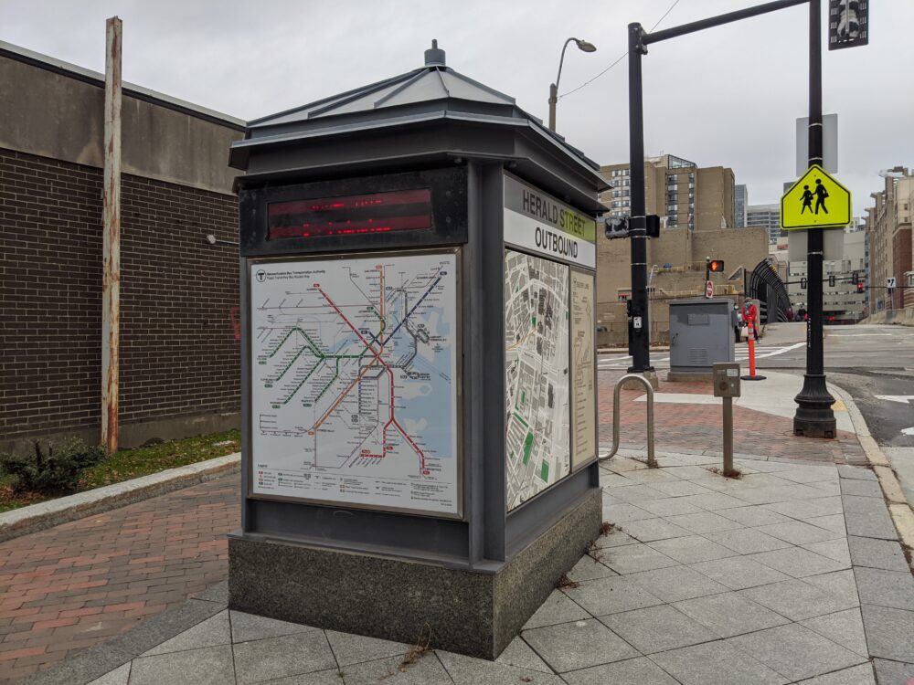 station marker at Herald Street, including a map