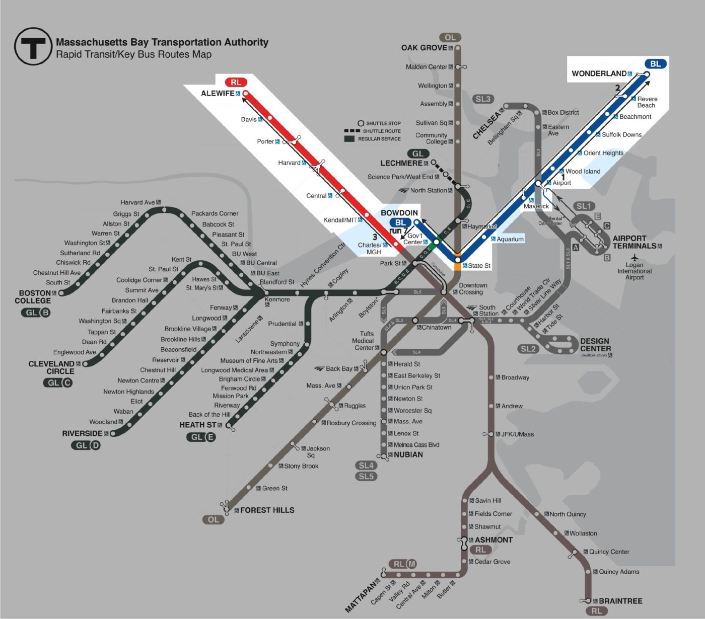 diagram of path for the fifth section, blue line and red line north