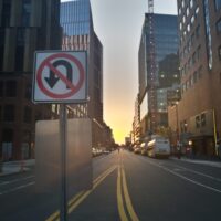 a no u-turn sign in the middle of the street