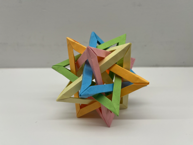 Five intersecting tetrahedra