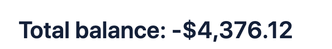 total balance: -$4376